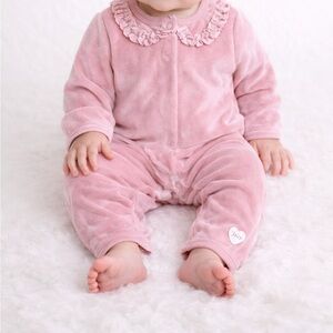 Juicy Couture Baby Pink Velour Ruffle Collar One-Piece | 0–3M